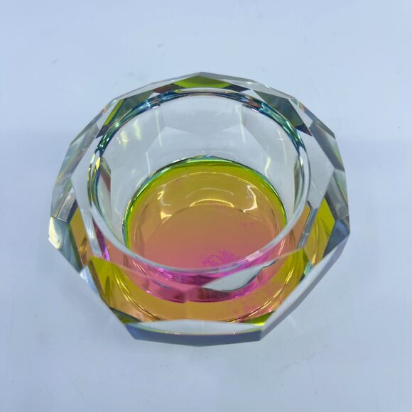 crystal faceted trinket box with floral & butterfly enamel decoration on lid - Picture 3 of 4